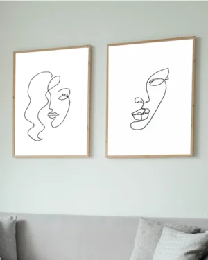 Double Woman Face line art