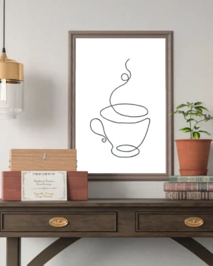 Filiżanka herbaty kubek kawy plakat line art
