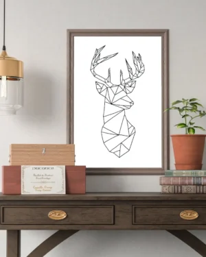 Jeleń plakat line art