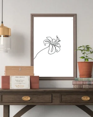 Kwiat hibiscusa plakat line art