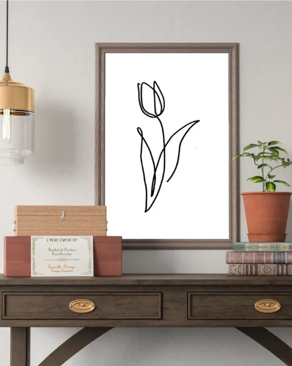 Kwiat tulipan plakat line art