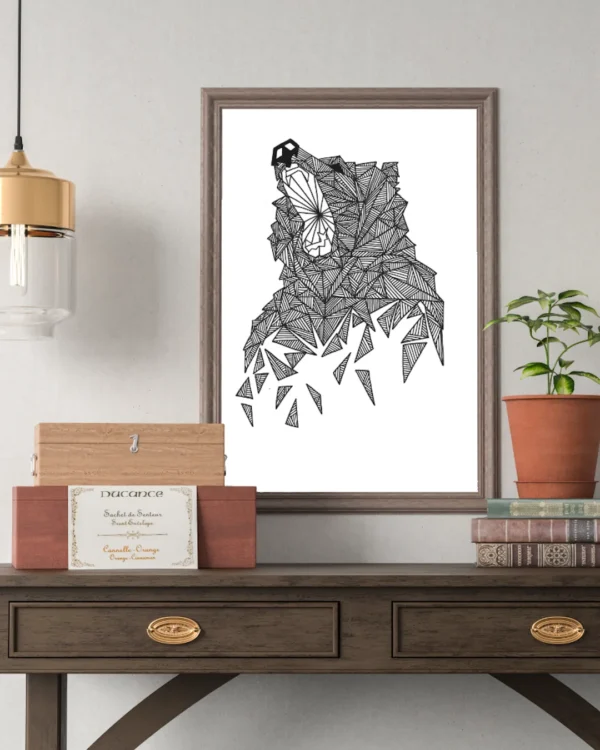 Niedźwiedź bear line art decor plakat