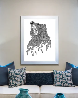 Niedźwiedź bear line art decor plakat