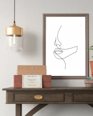 Twarz pięknej kobiety plakat line art